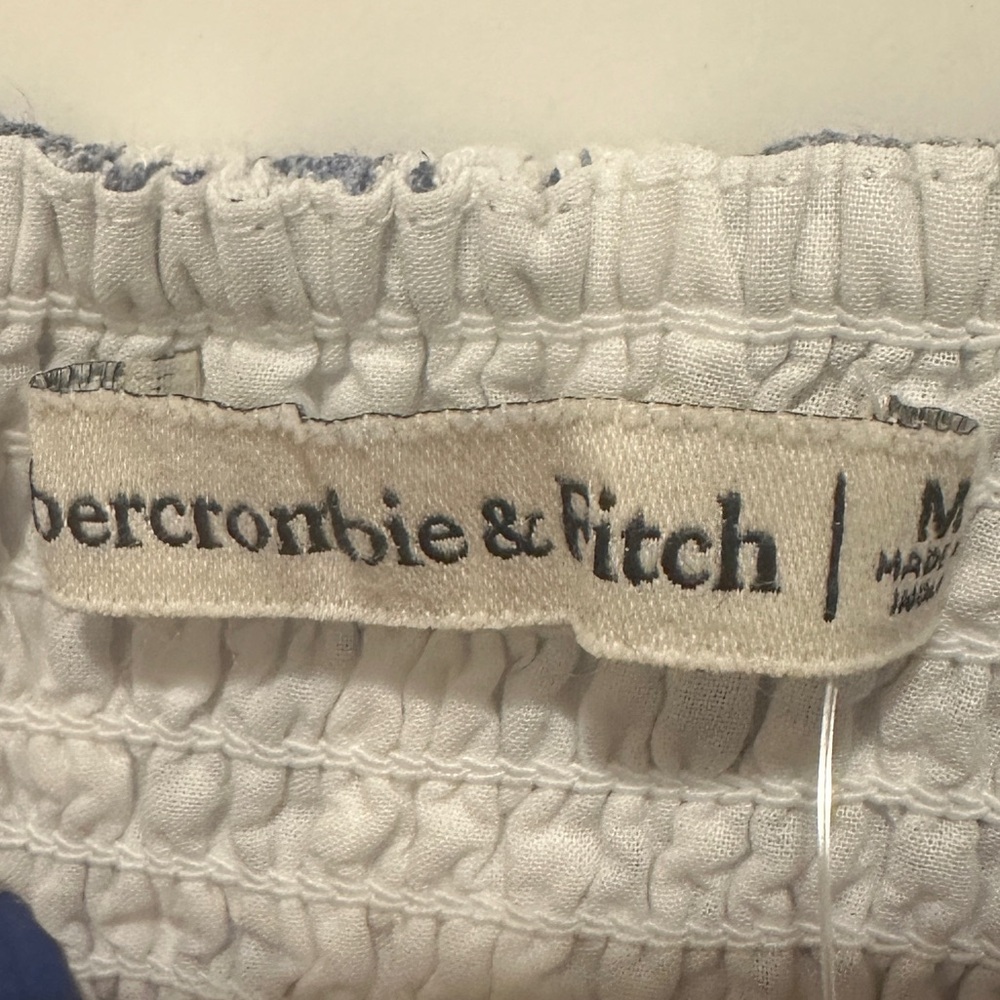 Abercrombie & Fitch Blue & White Print Linen Squareneck Sleeveless Dress NWT - Picture 4 of 6